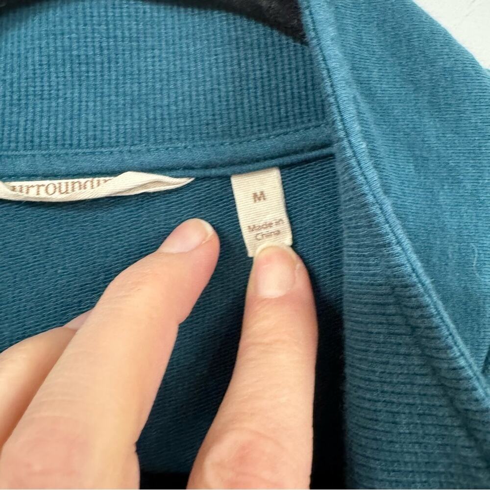 Soft Surroundings Teal Blue Snap Henley Tunic Top Long Sleeve Sweater Womens M - Picture 5 of 12
